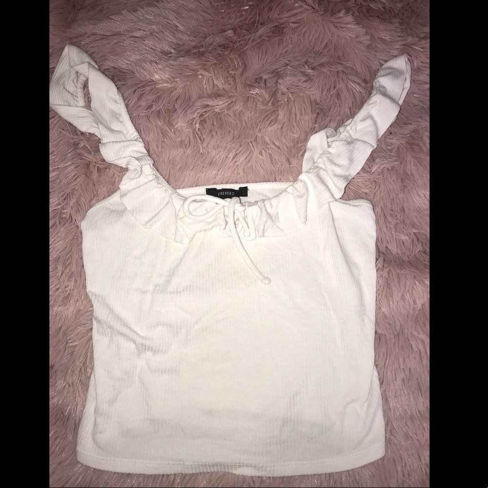 Off the shoulder ruffle crop top